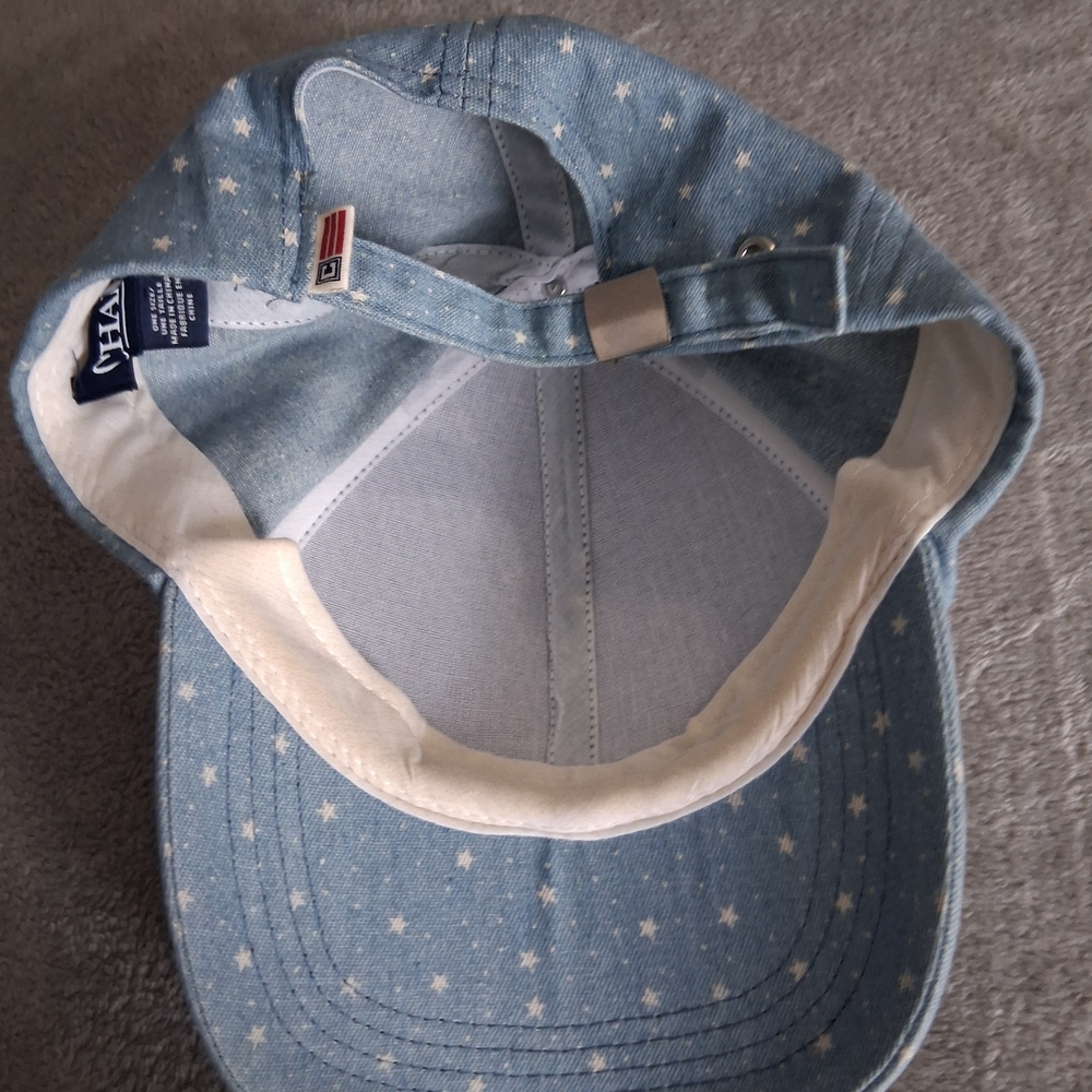 Chaps Blue Star Print Cap OS Adjustable Sliding Strapback Hat - Picture 4 of 5